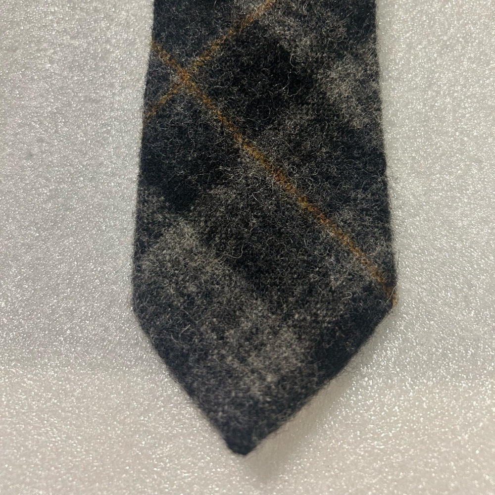 Woolrich 100% Wool Plaid Tie Charcoal Brown USA Made Saks Fifth Ave NWT